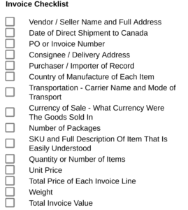 Invoice Checklist